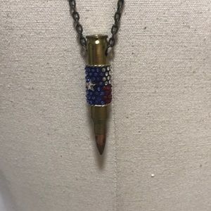 Fun patriotic texas flag bullet rifle necklace